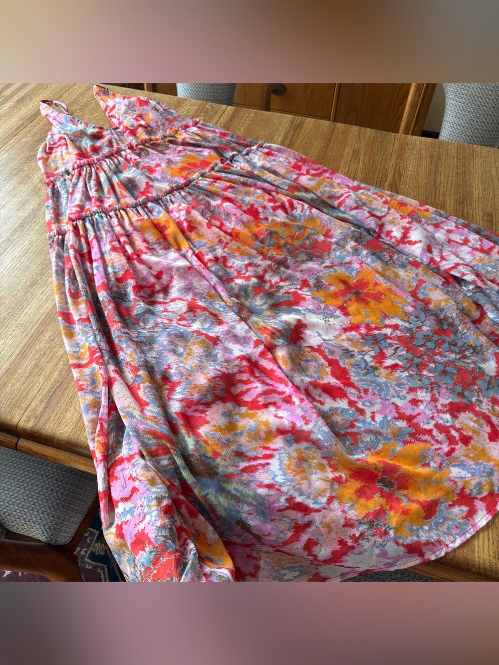 Free People Julianna Floral Tiered Maxi Dress Vibrant Multi Chiffon Size S